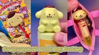 Satisfying ASMR Pompompurin Miniature Snack Bag Packing Candy Jelly Gummy Chocolate Food Mukbang