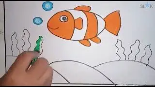 Menggambar dan mewarnai  ikan nemo