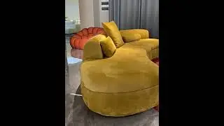 Modern design velvet curved sofa