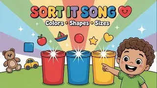 🌈 Sort It Song 🎶| Colors, Shapes & Sizes | Fun Nursery Rhyme for Kids, Toddlers & Preschool Learning