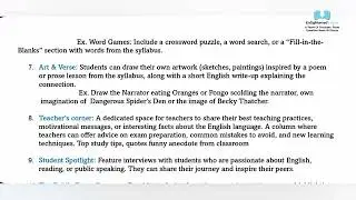 Contents for Our eMagazine from Enlightened English Question Bank Group 