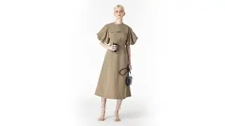 Sailor Collar Linen-Blend Dress