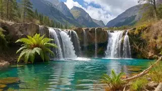 Kuang Si Waterfalls Sounds 4k UHD. Relaxing Waterfall Noise/Sleep/Meditate/Anxiety/Insomnia Relief.