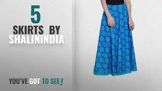 Top 10 Shalinindia Skirts [2018]: Summer Long Maxi Floor Length Skirt Pleated Cotton Drawstring