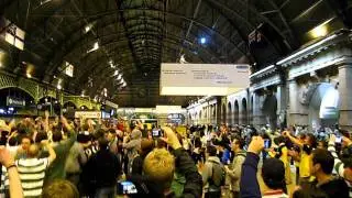 Celtic Supporters in Central Station Sydney