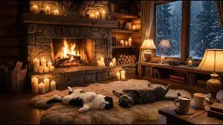 Relaxing Jazz Instrumental Music for Stress Relief (11 Hours): Warm Fireplace & Snow Ambience