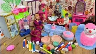 Barbie Doll All Day Routine In India Village/ Meera Ki Kahani Part-128/ BarbieDoll Bedtime Story🐧✏️🌈
