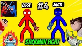 Oggy Challenge Jack in Stickman Duelist Game 😱 With Bob And Shinchan | Oggy Game Part 4