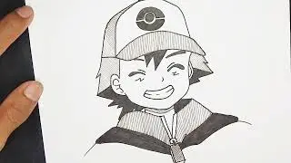 How to draw Ash On Pokemon || Drawing Anime step by step || Fine Art Tips ✍️