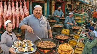Breakfast in Afghanistan | Traditional Cheap Morning Street food |  Liver Fry | Taliban regime