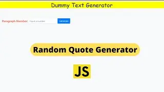Dummy Text Generator || Random Quote Generator || JavaScript Projects For Beginners || HTML, CSS
