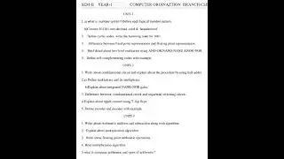 Important questions of Computer organisation CO For JNTUK 1-2 Syllabus in three units