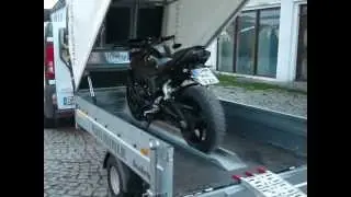 Motorradanh&auml;nger und Motorradgaragen mit klappbarem Spriegelaufbau von Planen Kr&auml;mer