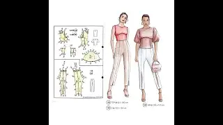 Patr&oacute;n de costura de conjunto de blusa con corte princesa y manga abullonada, y pantal&oacute;n recto.