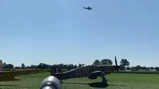 Hurricane chasing a Messerschmitt Bf 109 over allied airfield #WingsofFreedom2019