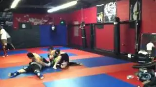 Girl vs guy standup fighting