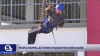 People rappel down Huntington Bank Field for good cause