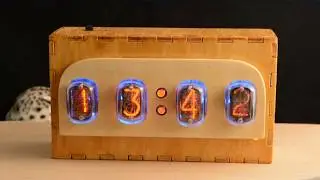 Nixie Tube Clock &ndash; Wooden Case with Four Original Soviet Tubes IN-12 Blue Backlight