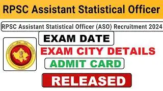 RPSC Assistant Statistical Officer ASO Exam Date 2025.