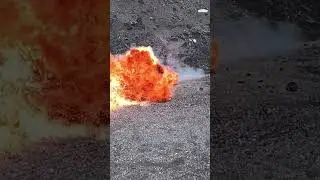Cannon Vs Fire extinguisher filled with gasoline  #explosion #cannon #fire #Vs #loud