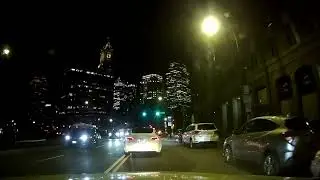 Nighttime drive in Boston, Massachusetts