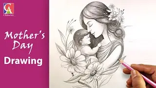 4K Video Mother's Day Drawing with Pencil Sketch for Beginners Happy Mothers Day