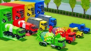 Garage with Colors - ALL MIXER TRUCK WITH DOUBLE FLATBED TRAILER TRUCK, TATRA, MAN, KENWORTH, MACK
