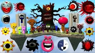 DESTROY MR SUN TREE FUN COMPUTER EVOLUTION ALL SPRUNKI FAMILY SPARTAN KICKING in SKY CONSTRUCT Gmod