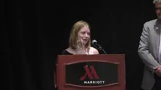 Hilde Lysiak, 12, accepts Junior Zenger Award