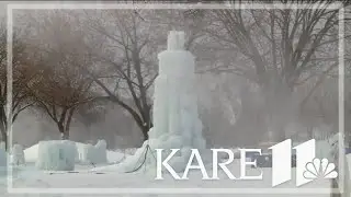 Ice Castles under construction in Minnesota