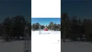 Sandpoint Lighthouse Baraga Michigan on Keweenaw Bay.  Drone arial