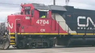 CN 554 EMD GP38-2 4704 & GP38-2W 4776 are leaving to Aldershot