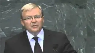 Former Foreign Minister Kevin Rudd presents Australia's statement to UN MDG summit