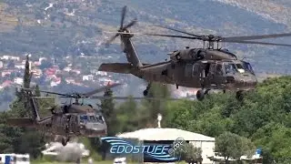 Six US Army Sikorsky UH-60L Black Hawks Takeoff from Split Airport LDSP/SPU