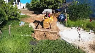 Very Nice Job!!! Good Project Filling Land By D31P Dozer Pushing Soil And 5Ton Truck Unloading Soil