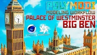 Cinema 4D Tutorial - Low Poly Modeling Workflow Palace of Westminster and Big Ben