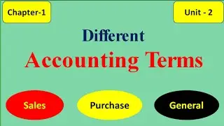 Different Terms Used in Accounting - Chapter 1 (Unit 2) |Toqeer Academy