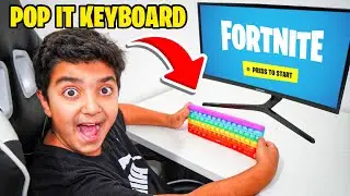 Kid uses POP IT Fidget Keyboard to play Fortnite... (PRANK)