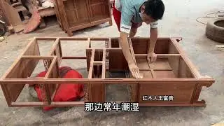 缅花博古架，无漆无蜡，手磨1000目是何体验 #红木家具 #榫卯结构 #大果紫檀 #博古架 #多宝阁 #手艺人