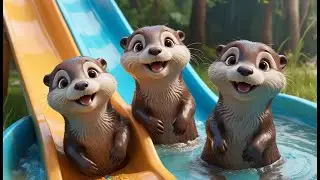 Five Little Otters Slide Slide Slide | Fun Animal Song & Water Rhyme for Kids