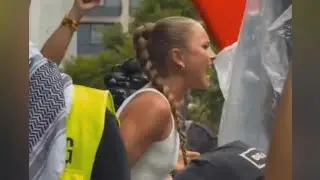 Footage shows Grace Tame telling Sydney crowd to &lsquo;globalise the intifada&rsquo;