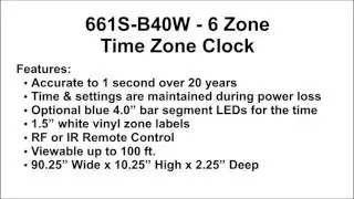 BRG Precision Product's 661S-G40W - 6 Zone, Fixed Zone, Time Zone Clock