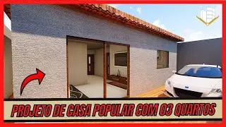 Projeto de Casa Barata 03 quartos ( 75m&sup2;) | Melhor custo beneficio |