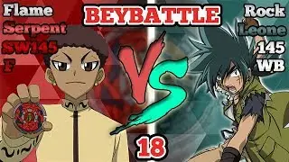 Beybattle #18 Flame Serpent SW145 F Vs  Rock Leone 145 WB