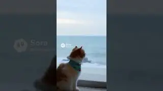 冬の海を遠くに感じる家の中の猫 / A Cat Listening to the Winter Sea Indoors
