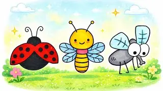 Easy Insects Drawing for Kids 🐞🦟 How to Draw Ladybug, Wasp & Mosquito