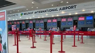 Inside Belfast International Airport (and walking into the terminal)