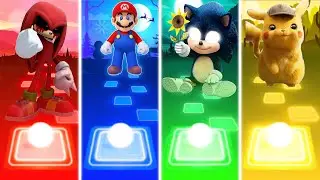 Knucles Exe Vs Super Mario Vs Baby Sonic Vs Pikachu - Tiles Hop EDM Rush!