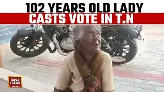 A 102-Year-Old Lady Casts Her Vote At Reddiyarchatram In Dindigul District Of Tamil Nadu