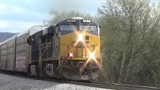 CSX GEVOs 864 and 3407 Lead a Short Automotive Train on 4/5/19